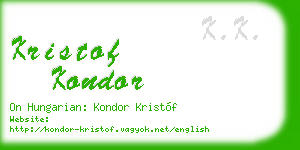 kristof kondor business card